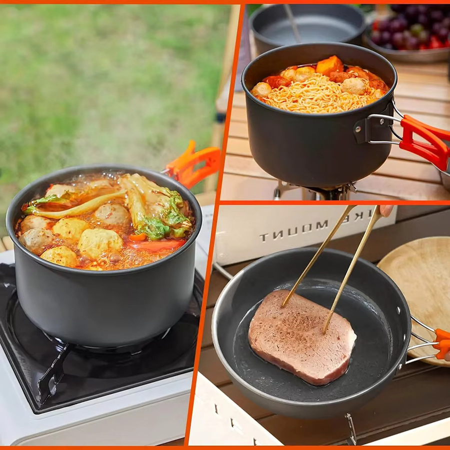 LISM Outdoor-Camping-Kochgeschirr-Set aus Aluminium mit Antihaftbeschichtung in Grün oder Schwarz - Bild 4
