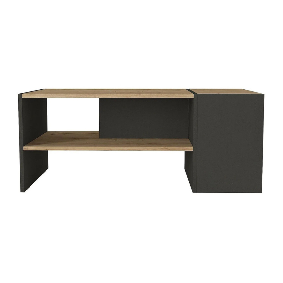 Velkan Couchtisch in Anthrazitgrau und Natur, rechteckig, B: 110 cm, H: 60 cm, T: 45 cm - Bild 2