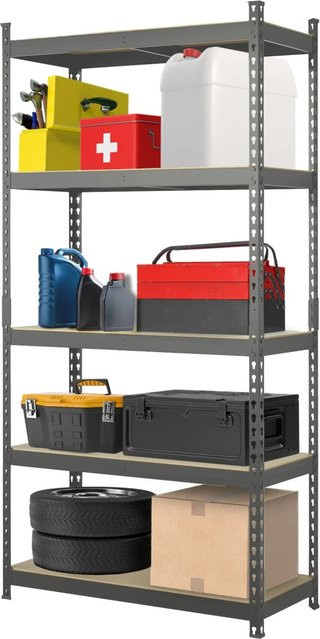KARAT Schwerlastregal Rhino bis 1050 kg aus Metall und MDF, Anthrazit-Grau, H x B x T: 180 x 90 x 60 cm - Bild 1