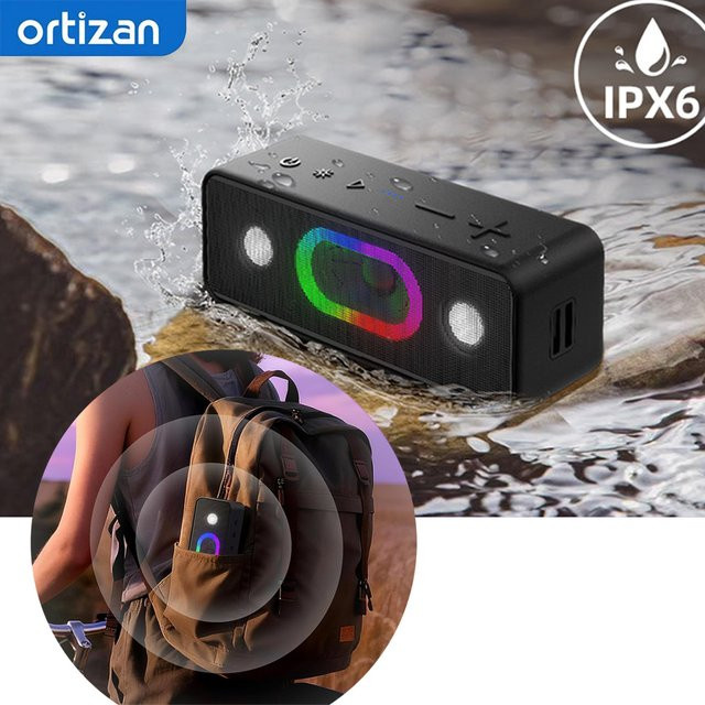 Ortizan Bluetooth-Lautsprecher in Schwarz mit 16 W Stereo-Sound, Bluetooth 5.3 und 24 Stunden Akkulaufzeit - Bild 1