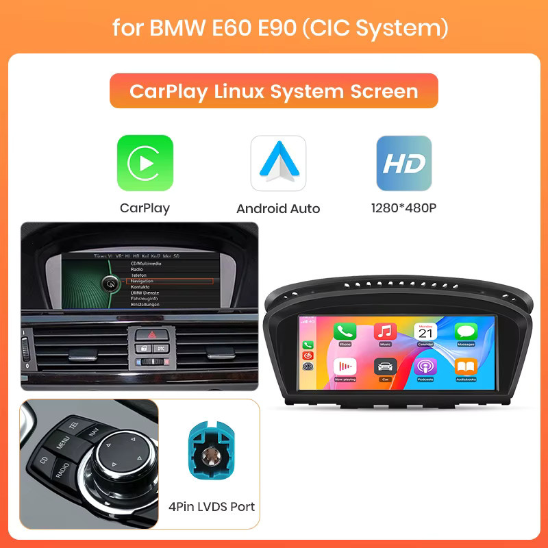 Junsun Linux Wireless Carplay und Android Auto Autoradio mit Bluetooth und GPS Navigation für BMW 3er E90 E91 E92 E93 sowie 5er E60 E61 E62 E63 E64 CCC CIC Modelle in Schwarz - Bild 7
