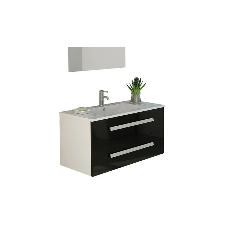 Jet-Line Badmöbel-Set Locarno in Schwarz Hochglanz mit Unterschrank und Waschbecken, B: 80 cm, T: 45 cm, H: 46 cm - Bild 2