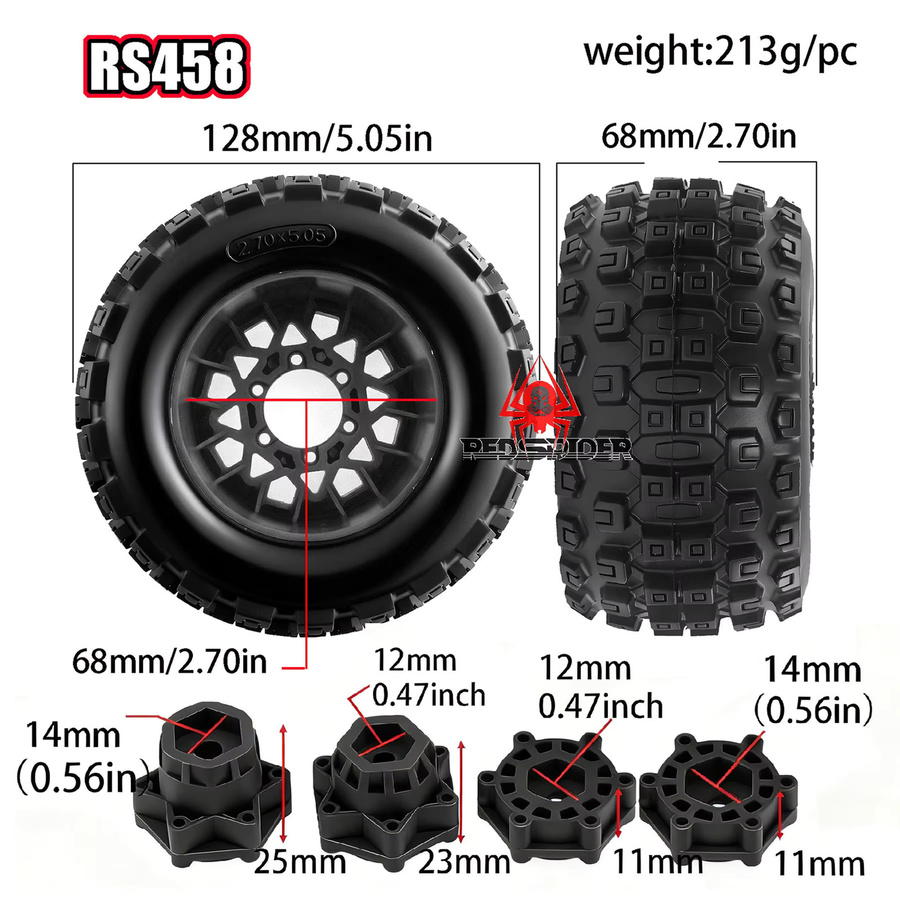 E-Star Hub Buggy Reifen, 128mm, Sechskantnabe, Upgrade Teile Kit - Bild 2