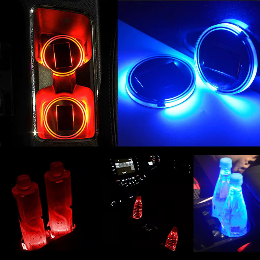 TOPINCN 2er Set Solarenergie LED Untersetzer mit 7 RGB Farben für Auto und Fahrzeug, Multicolour - Bild 3