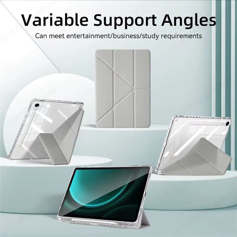 Greliana Schutzhülle für Samsung Galaxy Tab S7 S8 S9 S10 Plus und Tab A9 Plus mit Bleistifthalter, Transparent/Grün - Bild 2