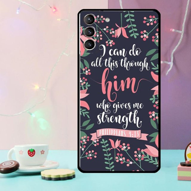 Handyhülle mit Bibelvers und christlichem Spruch für Samsung Galaxy S24 S25 Ultra S21 S22 S23 S20 Plus S25 FE in Multicolor - Bild 1