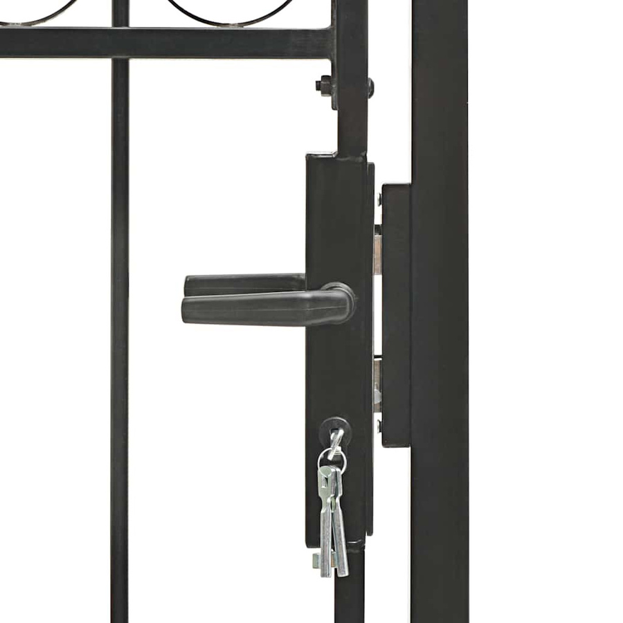 vidaXL Gartentor aus Stahl mit Rundbogen in Schwarz, B: 100 cm, H: 150 cm - Bild 5