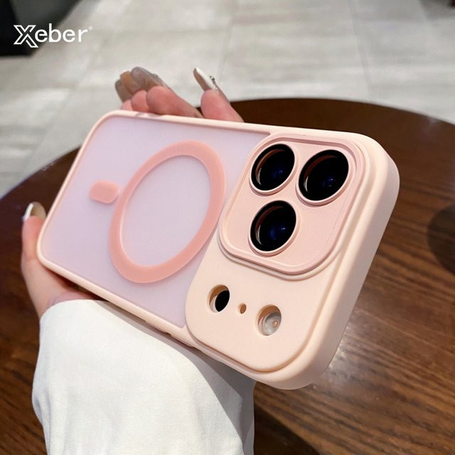 Xeber MagSafe Magnetische Kabellose Ladehülle für iPhone 12 bis iPhone 17 Pro Max Plus, Transparent oder Schwarz, Matte Hartschale mit Linsenschutz - Bild 1