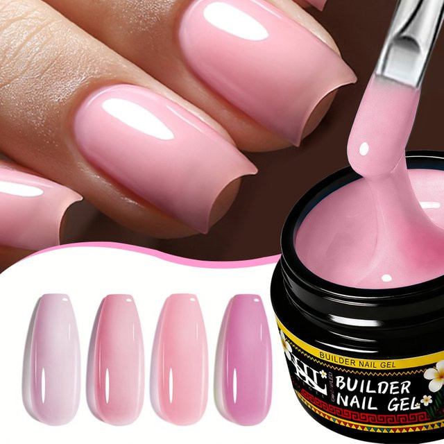 HLGEL Hartgel für Nagelverlängerung, milchig-weiß, glänzend, 20g - Bild 1