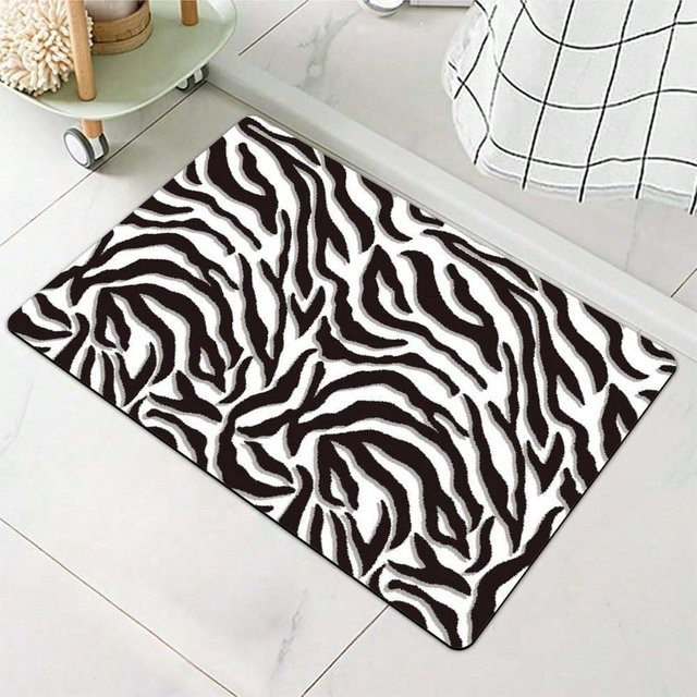 Lodestar Teppich Läufer mit Zebra Print in Schwarz Weiß, rutschfest und schnelltrocknend, B/T: 50 x 30 cm - Bild 1