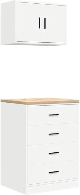 vidaXL Garagenschränke 2er-Set aus Holzwerkstoff in Weiß - Bild 1