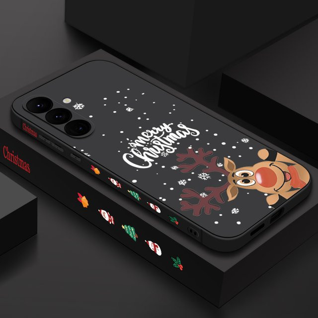 Weihnachts Elch Handyhülle aus TPU für Samsung Galaxy S25 S24 S23 S22 Ultra Plus FE A55 A54 A53 A35 A15 in Schwarz - Bild 1
