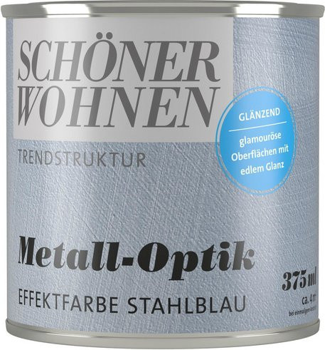 Schöner Wohnen Effektfarbe Trendstruktur Metall-Optik glänzend Stahlblau 0,375 l - Bild 1