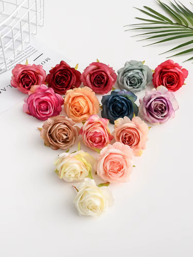 50 Stück Künstliche Seidenrosen Köpfe in Multicolour für deine Hochzeits- und Valentinstagsdekoration sowie DIY-Girlanden - Bild 3