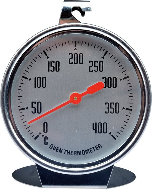 Aideepen Edelstahl-Ofenthermometer mit Metall-Zifferblatt und Haken, analoges Thermometer für Backen und Grillen, Silber, 0-400 °C - Bild 1