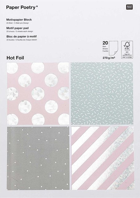 Rico Design Paper Poetry Motivpapier Block mit Hologramm-Effekt, 20 Blatt, 270 g/m², Multicolour - Bild 1