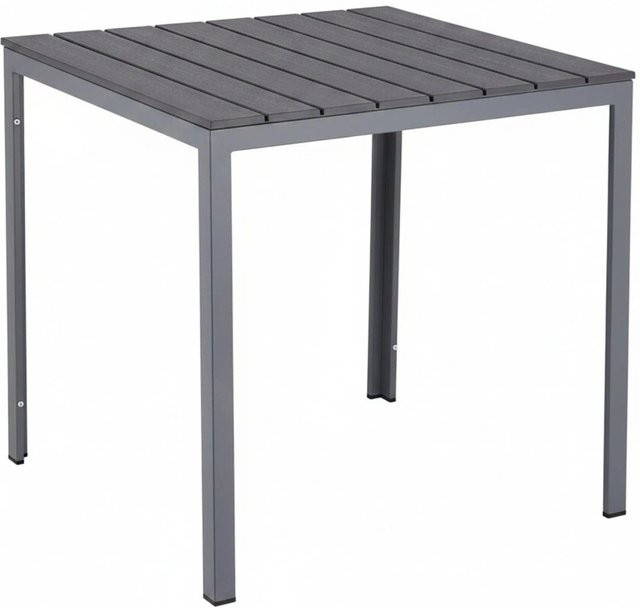 Relaxdays Gartentisch in Holzoptik aus Kunststoff und Stahl, Grau, B/T/H: 74 x 78 x 78 cm - Bild 1