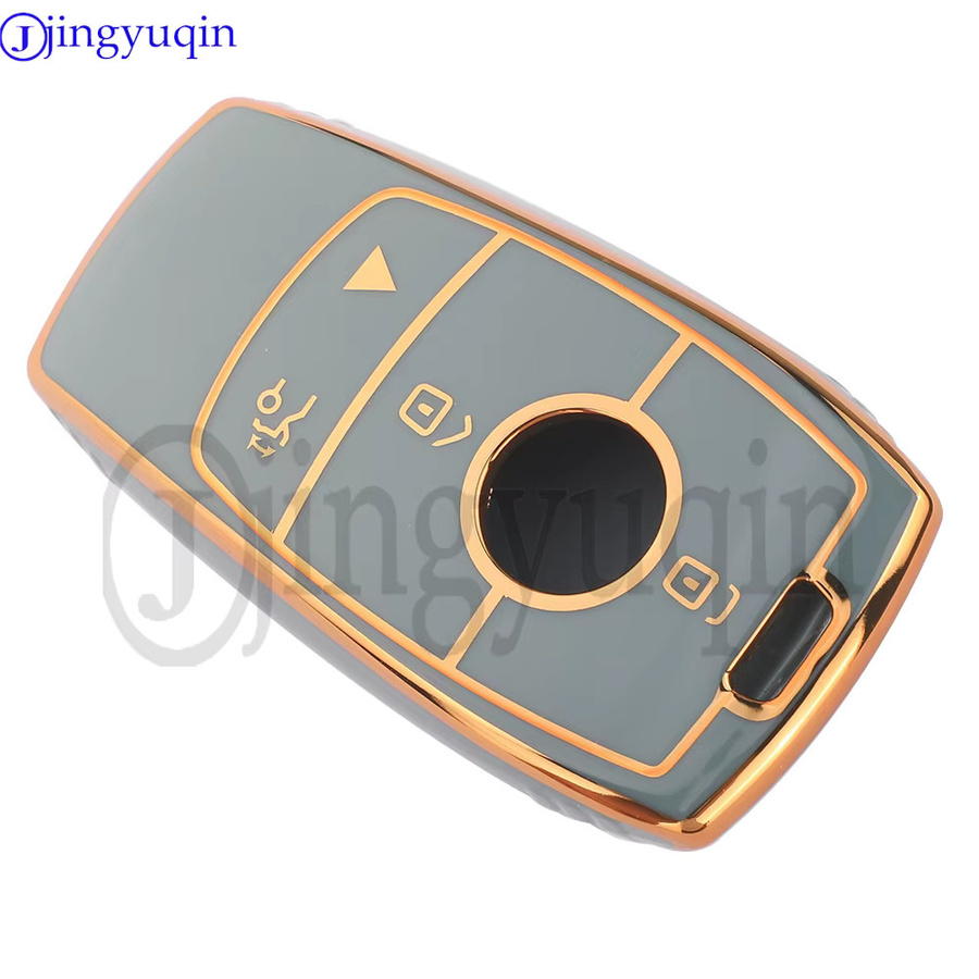 Jingyuqin TPU-Autoschlüsselhülle für Mercedes Benz A B C E G S Klasse CLA CLS GLA GLB GLC GLE GLS EQA EQB EQC, Schwarz, 4 Tasten - Bild 3