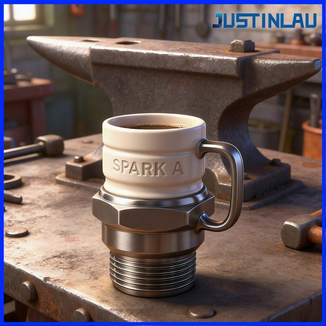 JUSTINLAU Kaffeebecher aus Edelstahl im Zündkerzen-Design, Weiß, 300 ml - Bild 1
