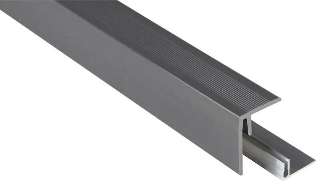 Kovalex WPC Seitenabschluss in Steingrau mit Aluminium-Elementen, H x B x T: 250 x 6,2 x 4,7 cm - Bild 1