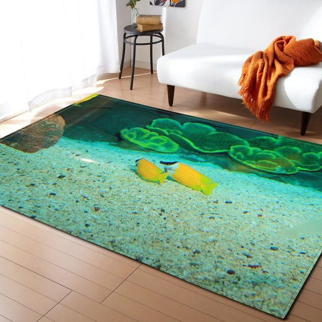 Karpetti Ozean Korallen 3D Teppich mit Fischmotiv für Kinderzimmer und Wohnzimmer, Mehrfarbig, B/T: 160 x 200 cm - Bild 1