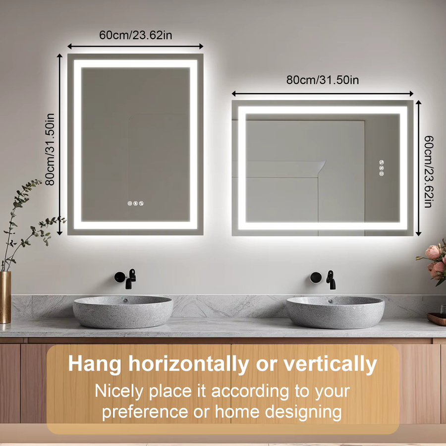 LED-Badezimmerspiegel von BORWART aus gehärtetem Glas mit Bluetooth, 3 Farben dimmbar und Lichtspeicher, Weiß - Bild 5