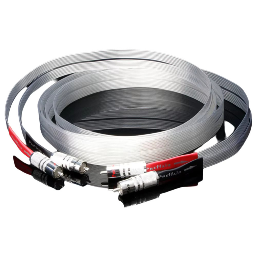 Preffair 2RCA-Audiokabel mit 7N OCC versilbertem Signal und flachem Design für Lautsprecher, HDTV, TV und DVD-Verstärker in Silber - Bild 4