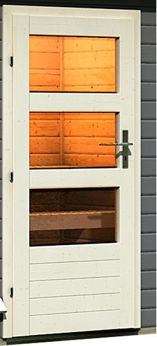 Karibu Saunatür für Außensauna Modern in Elfenbeinweiß, B/H: 78 x 175 cm - Bild 1