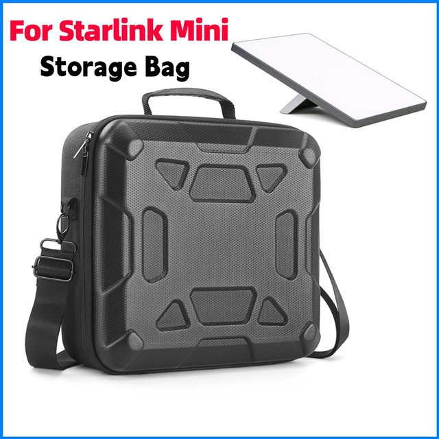 ALLOYSEED Hartschalenetui für Starlink Mini, stoßfeste und kratzfeste Aufbewahrungstasche mit Schultergurt, Schwarz - Bild 1