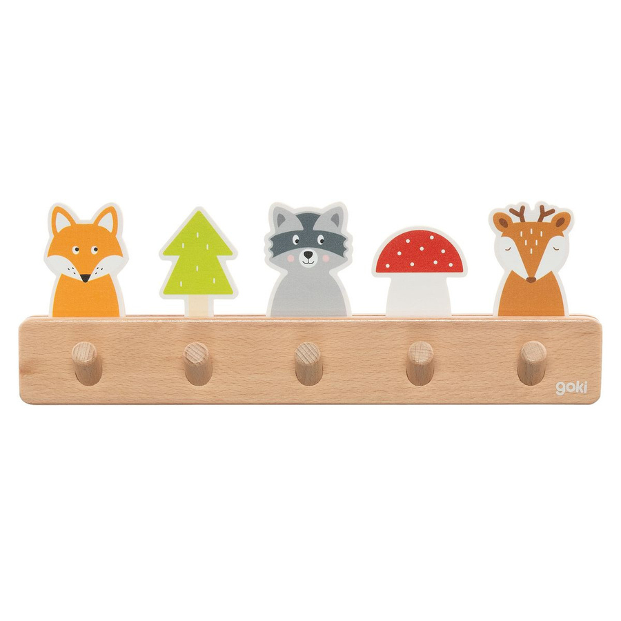 Goki Garderobe Waldfreunde aus Buchenholz für Kinderzimmer und Flur, Mehrfarbig, B/T/H: 32,5 x 11,5 x 11,5 cm - Bild 1