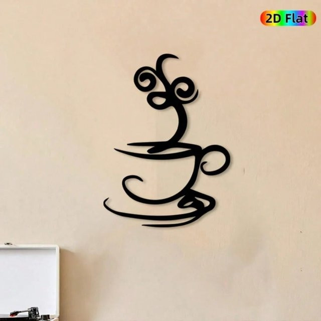 CIFBUY Wanddekoration aus Metall in Schwarz im Vintage-Stil mit abstraktem Design für Café und Küche - Bild 1