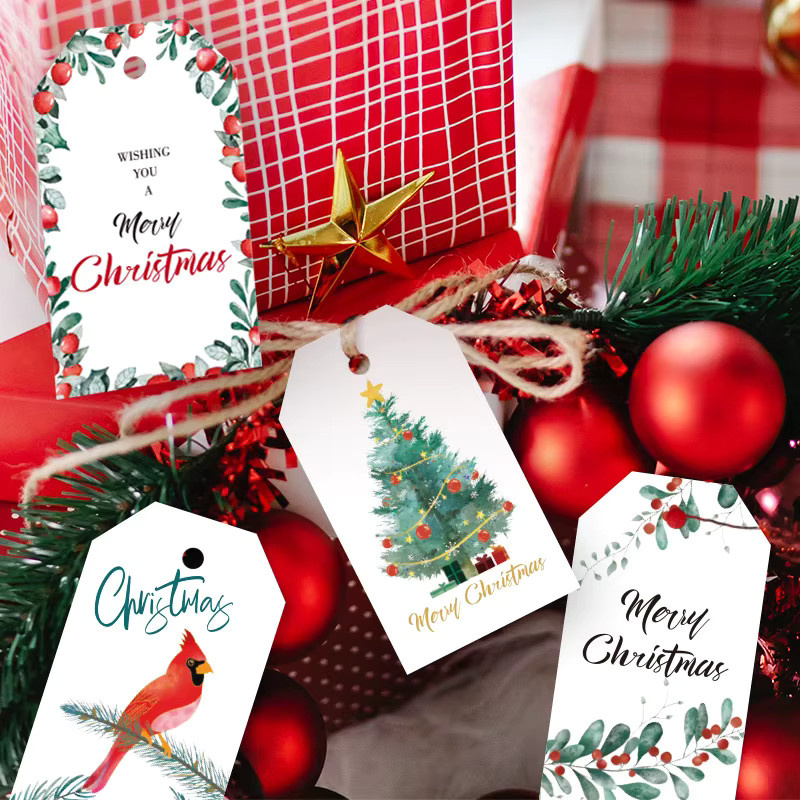 WEIGAO Weihnachtsmann Geschenketiketten aus Kraftpapier, 50 Stück, Braun - Bild 2