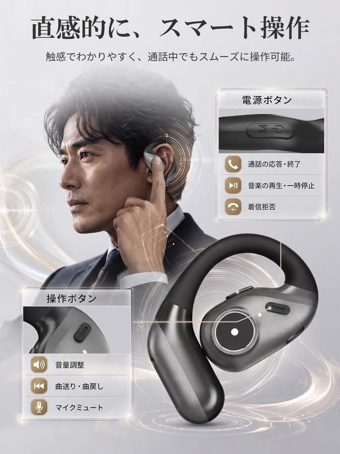 Earaku Bluetooth-Headset mit abnehmbarem Mikrofon in Schwarz für Business und Web-Meetings - Bild 5