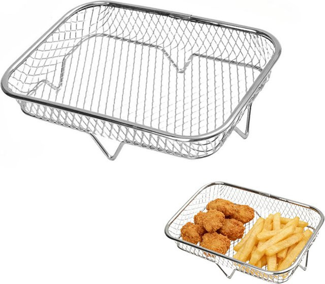 FEB.WIND Luftfritteuse-Gestell aus Edelstahl in Silber, stapelbares Zubehör für Öfen und Mikrowellen zum Backen und Kochen - Bild 1
