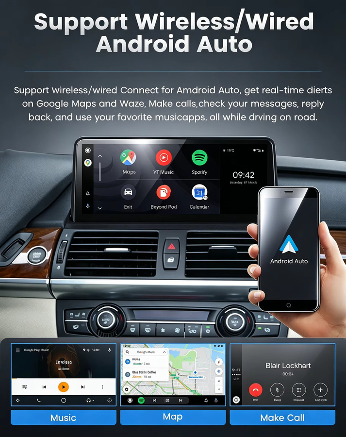 MEKEDE Linux Autoradio mit 10,25 Zoll QLED-Bildschirm für BMW X5 E70 und X6 E71, Stereo Multimedia-Player mit CarPlay, Android Auto, Bluetooth, GPS und WIFI, Schwarz - Bild 2