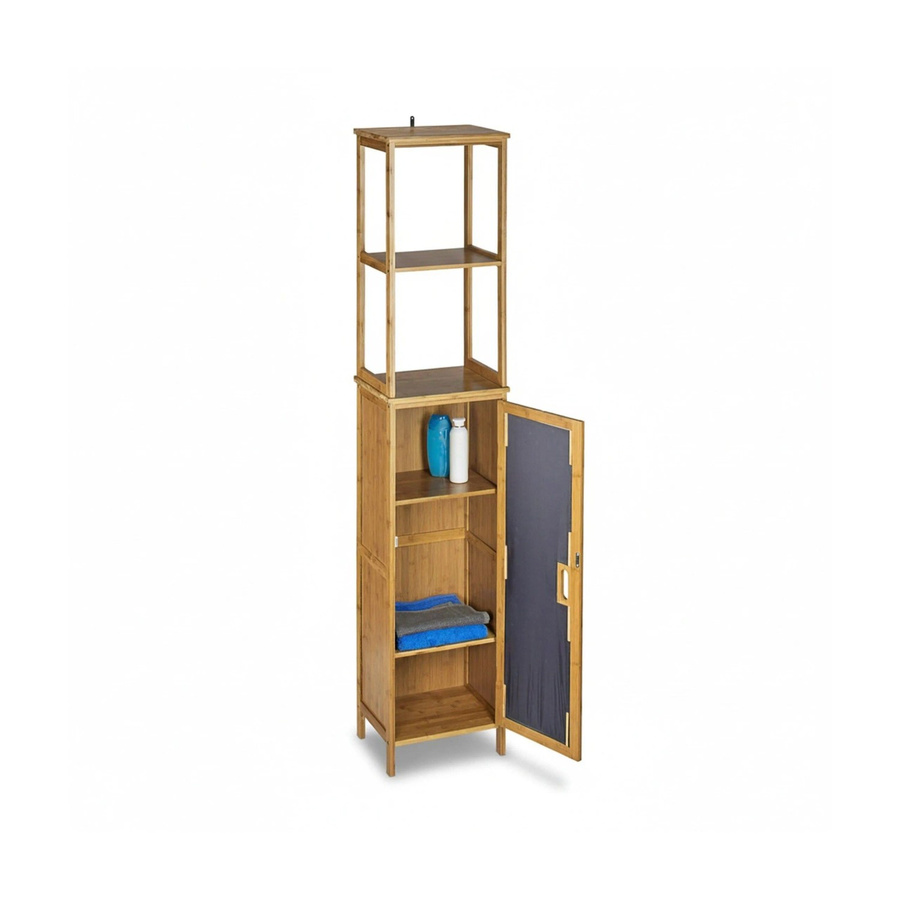 Relaxdays Badregal aus Bambus in Natur, 5 Ablagen, Feuchtigkeitsresistent, H: 170 cm, B: 33,5 cm, T: 28 cm - Bild 2