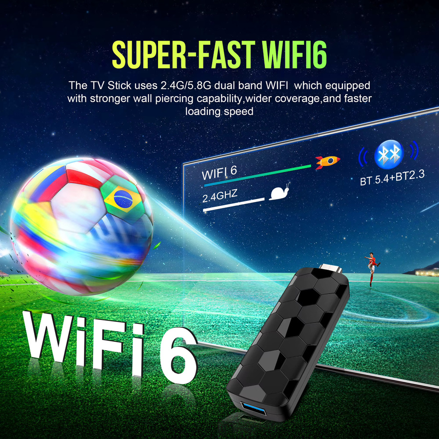 Mortal R3+ Android 16 TV-Stick in Schwarz mit 128 GB Speicher, 8 GB RAM, 4K-Auflösung, WLAN 6 und Sprachfernbedienung - Bild 3