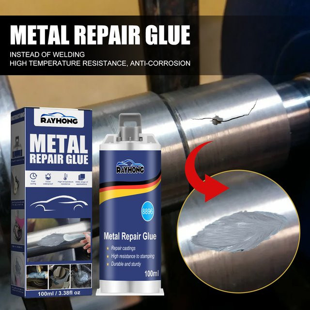 RayHong AB-Gusskleber aus Metall 100 ml Hochfeste Reparatur-Kaltschweiß-Zementfüllpaste für Metall Kunststoff Holz Stein und Gips - Bild 1