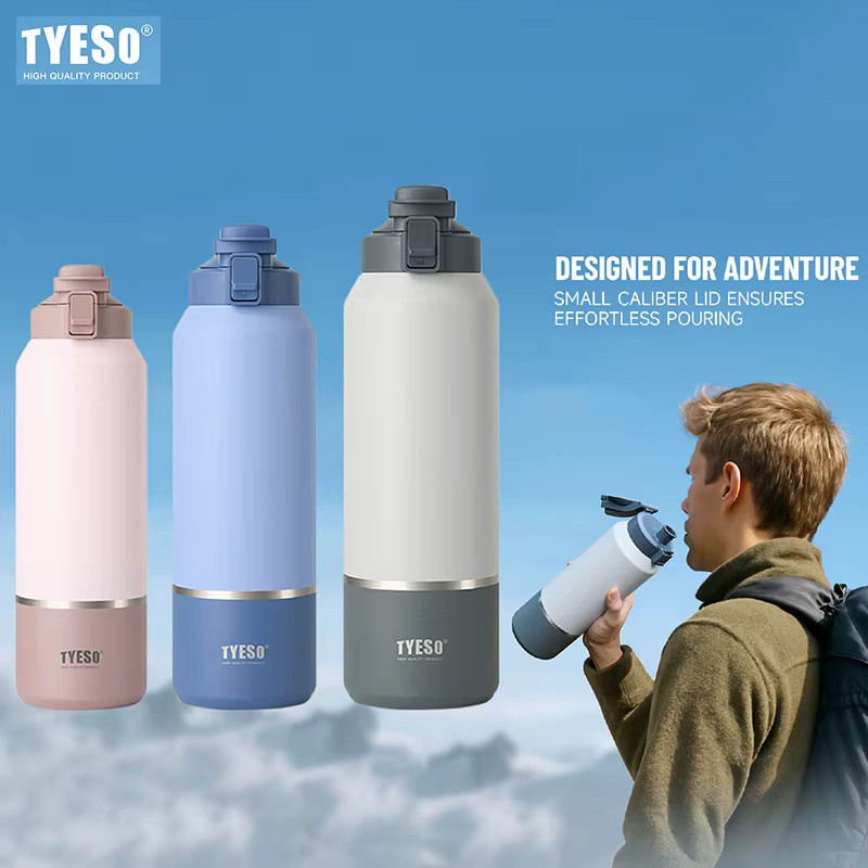 TYESO Thermoflasche aus Edelstahl mit Vakuum-Isolierung, auslaufsicherer Reisebecher für Outdoor-Sport, Blau, 1200 ml - Bild 2