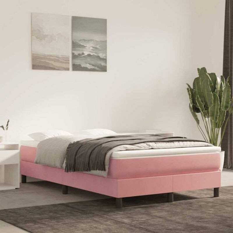 Taschenfederkernmatratze Vidaxl in Rosa mit Samtbezug, B/T/H: 120 x 210 x 20 cm - Bild 1