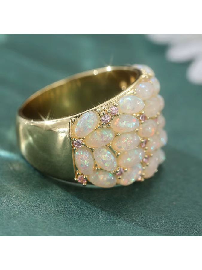 YoYo Ring, vergoldet, Opal, Damen, Vintage - Bild 4