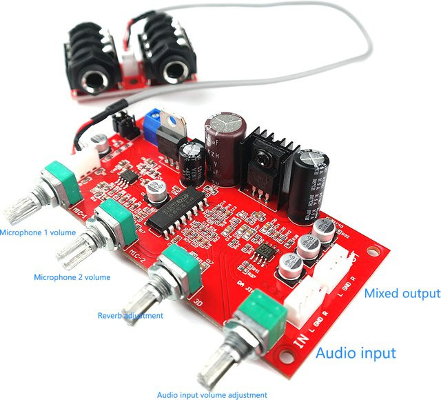 diymore PT2399 Digitaler Mikrofon Verstärker und Reverb Vorverstärker Karaoke Board in Rot - Bild 1