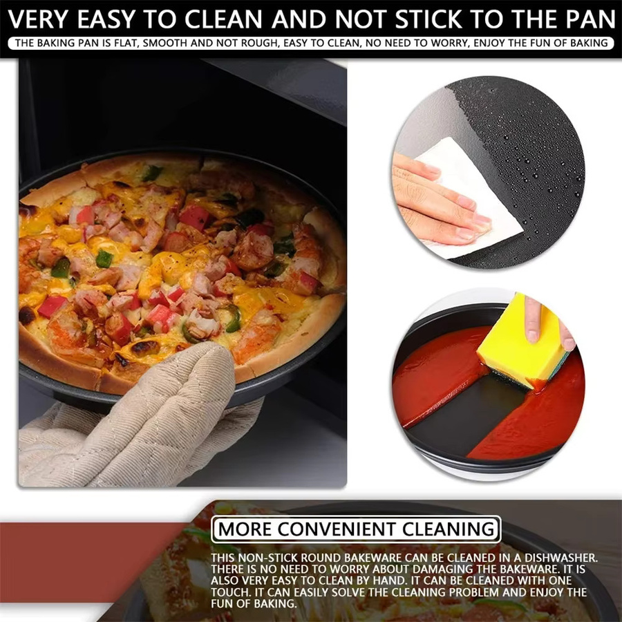 HOCOSHINE Carbon Steel Pizzaform rund mit Antihaftbeschichtung in Schwarz - Bild 5