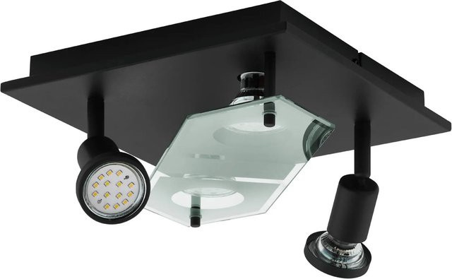Eglo Deckenleuchte CABO 4-flammig Schwarz aus Stahl und Glas mit GU10 Fassung, B/T/B: 25 x 25 x 25 cm - Bild 1