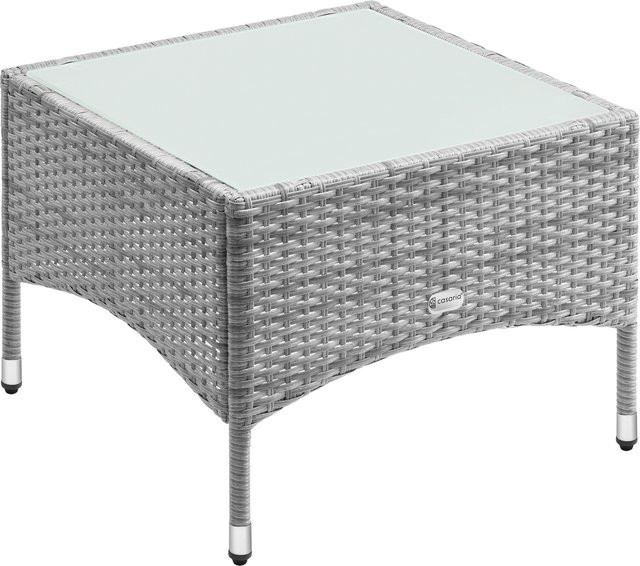 CASARIA Beistelltisch aus Polyrattan mit Glasplatte in Grau, B/T/H: 58 x 58 x 42 cm - Bild 1