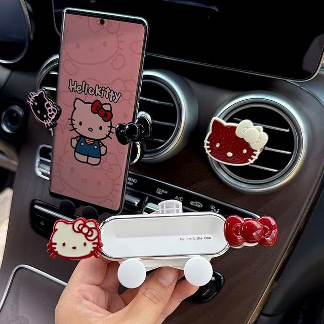 Sanrio Hello Kitty Handyhalterung für das Auto in Weiß mit Lüftungsschlitz-Halterung - Bild 1