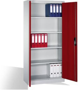 C+P Aktenschrank Acurado mit Drehtüren, 5 Ordnerhöhen, Front Rubinrot, Korpus Lichtgrau, H: 195,0 cm, B: 93,0 cm, T: 40,0 cm - Bild 1