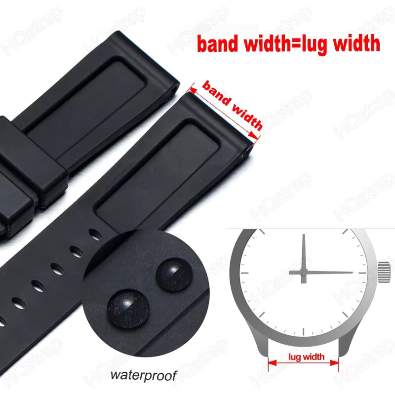 HQstrap Uhrenarmband Silikon, 22 mm, 24 mm, Unisex - Bild 3