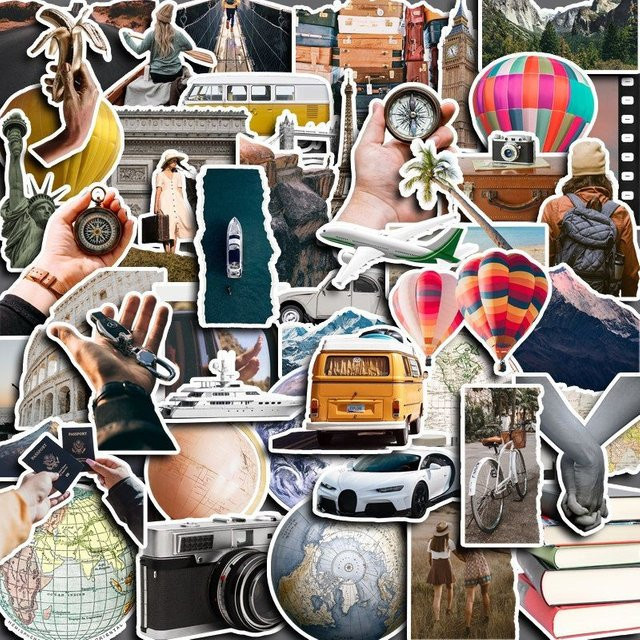 50 Stück World Travel Aufkleber im Ins-Stil von YourLife Store, wasserfeste Dekoration in Multicolour für iPad, Handyhüllen und Laptops - Bild 1