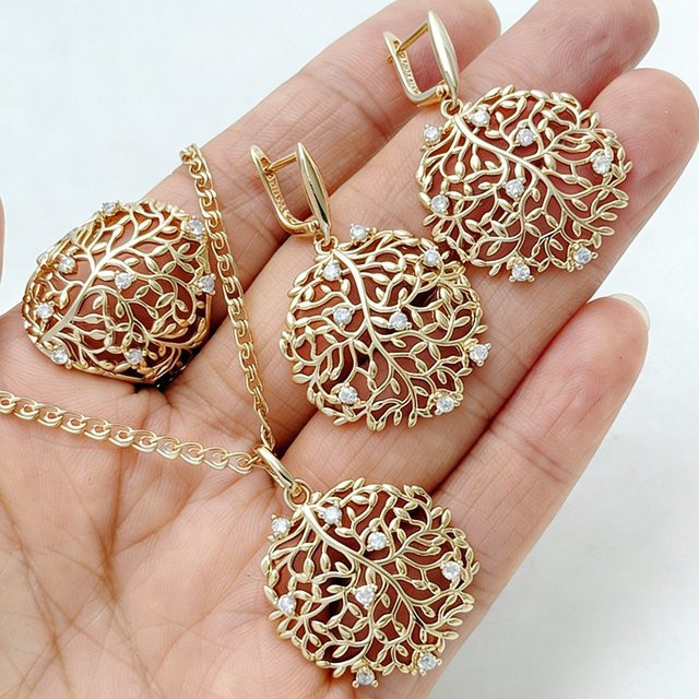 Kinel Schmuck-Set, 585 Roségold, Zirkonia, Damen, Ethnisches Design - Bild 1